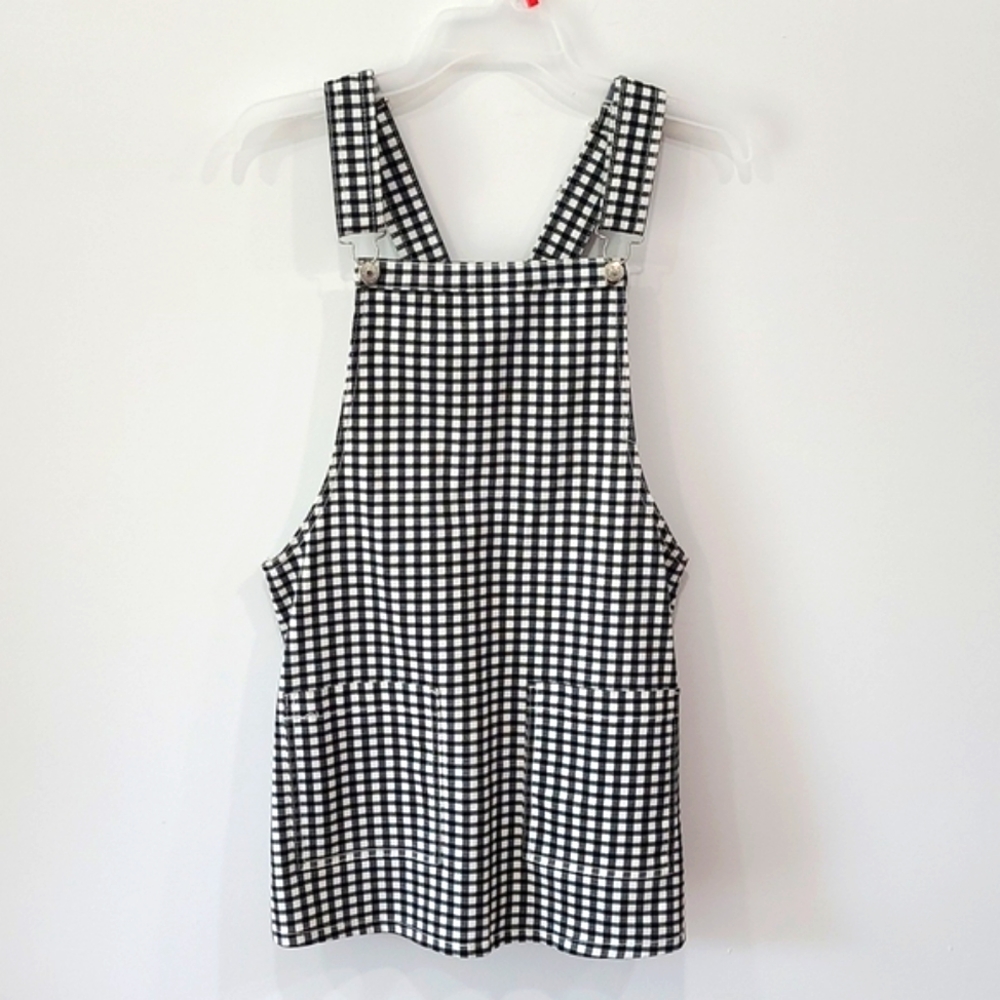 Forever 21 Black and White Plaid Overall Mini Dress